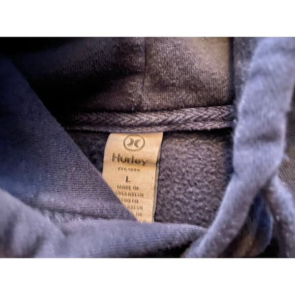 HURLEY Navy Geometric/Floral Print Heavyweight Hoodie Mens sz L - Picture 3 of 10